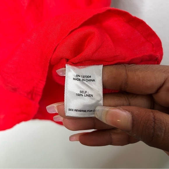 John Mark Women 100% Linen Top XL Red Bell Half Sleeve Scoop Neck Summer Spring - Picture 5 of 8